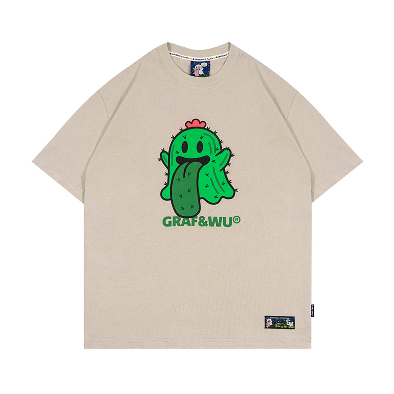 GRAF&WU BooGhost Cute Ghost 2.0 Earth, Money Bag, Volcano Multi-Design Streetwear Loose-Fit Short Sleeve T-Shirt