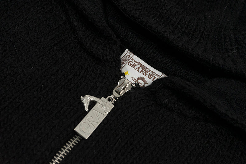 GRAF&WU Giraffe Logo Sweater Knit Zip-Up Coat - Premium Streetwear