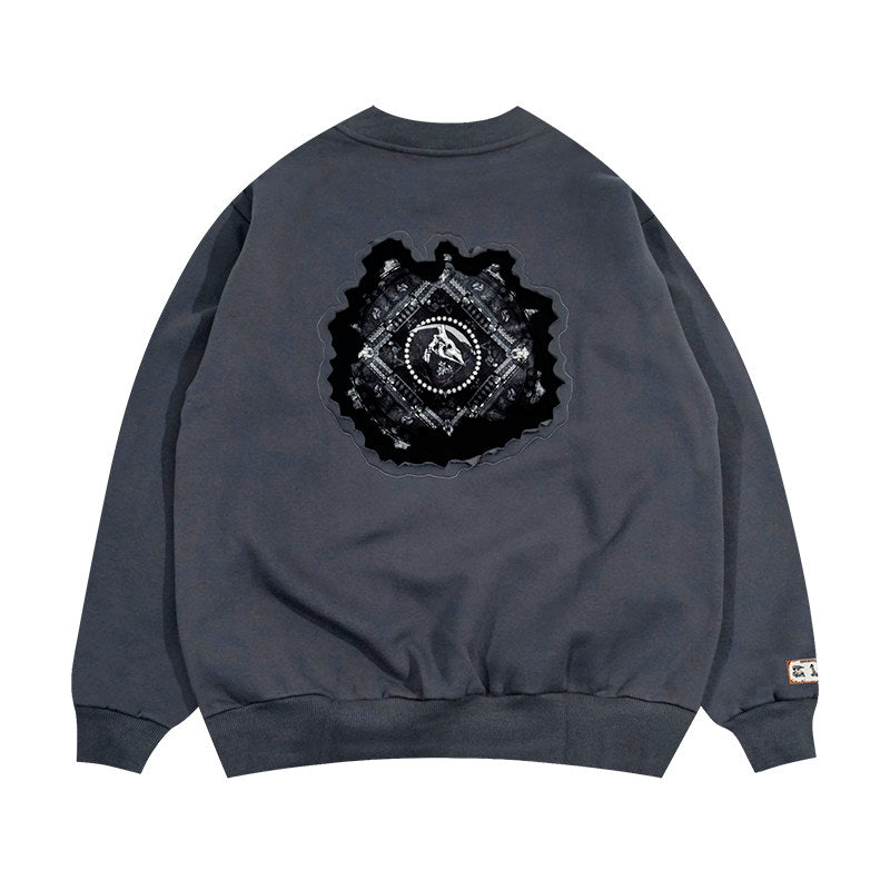 GRAF&WU Classic Erosion 2.0 3D Design Casual Fleece Crew Neck Sweatshirt