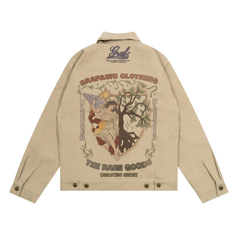 GRAF&WU Ivy Goddess Bless Print Oversize Fashion Jacket