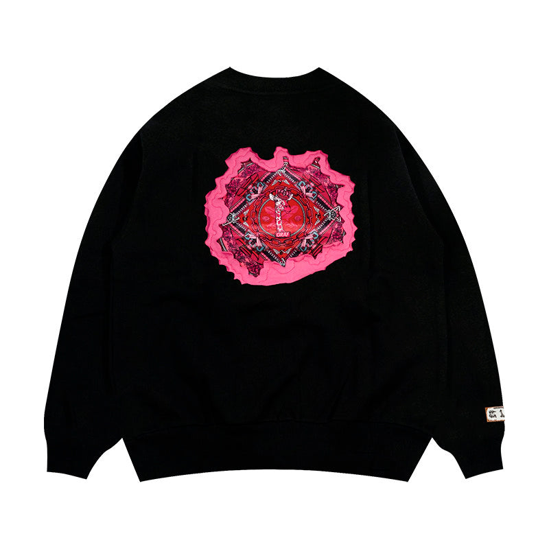 GRAF&WU Classic Erosion 2.0 3D Design Casual Fleece Crew Neck Sweatshirt