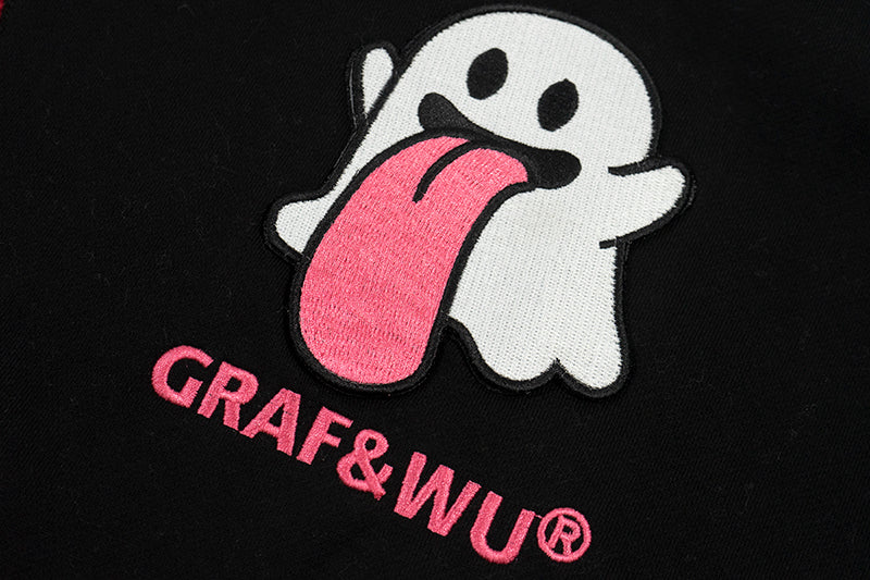 GRAF&WU Sweet Anatomy Cute Ghost Velcro Plush Pink Viscera Fleece Hoodie