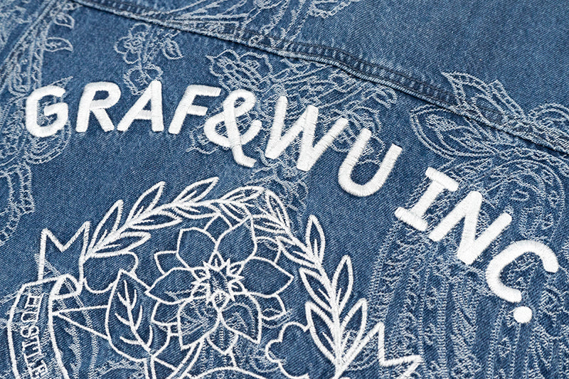 GRAFWU Jacquard Craft Pattern Design Denim Sleeveless