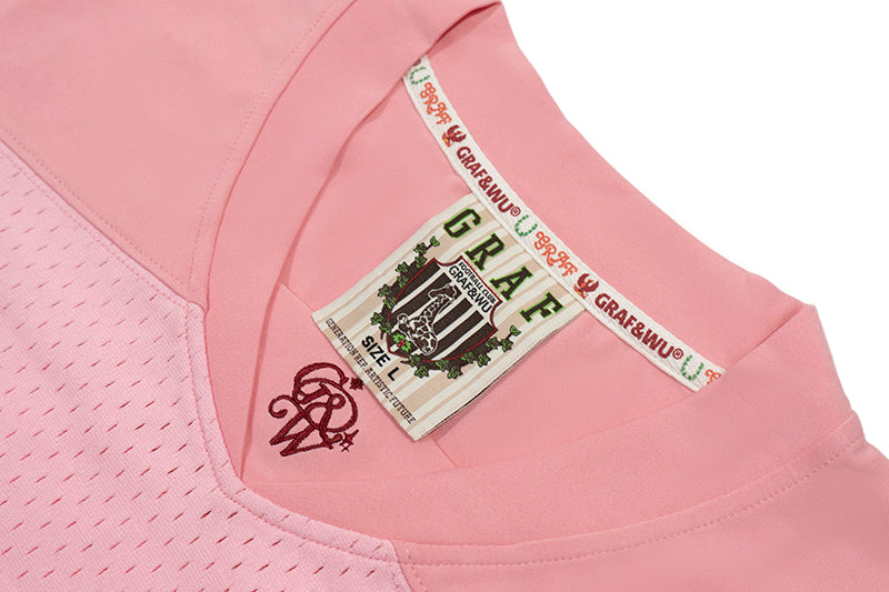 GRAF&WU T-shirt【Football Club】Floral Embroidery Short Sleeve Ice Hockey Sports Mesh Jersey Men's Breathable Cool Summer Short Sleeves