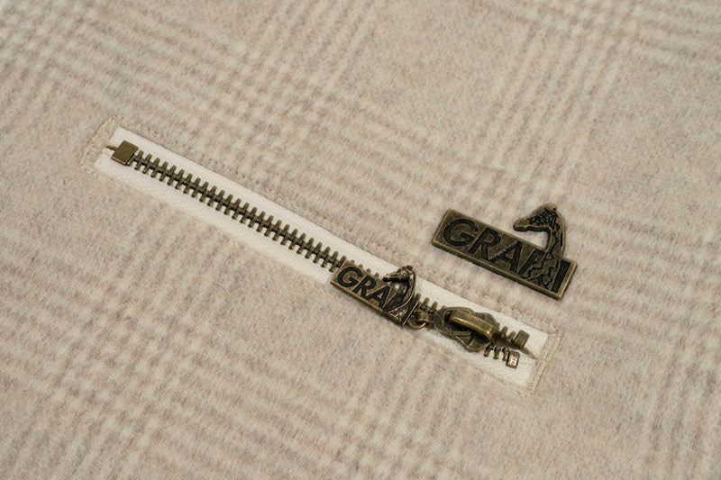 GRAF&WU Leather Collar Luxury Wool Retro Plaid Detroit Jacket