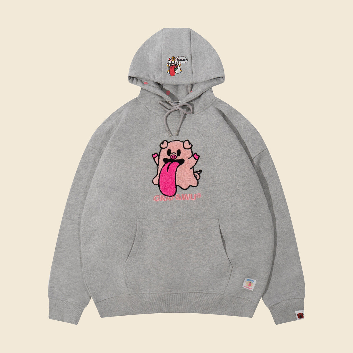 GRAF&WU Chinese Zodiac Character Loose-Fit Hoodie