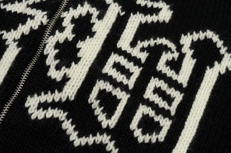 GRAF&WU Giraffe Logo Sweater Knit Zip-Up Coat - Premium Streetwear