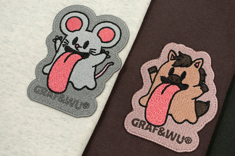 GRAF&WU T-Shirts 12 Zodiac Tiger Sheep Cow Pig Cute Ghost Short-Sleeved Embroidered Cotton T-Shirt