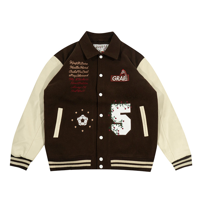 GRAF&WU Blokecore Floral Leather Sleeve Jacket