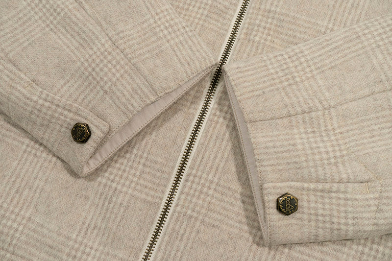 GRAF&WU Leather Collar Luxury Wool Retro Plaid Detroit Jacket