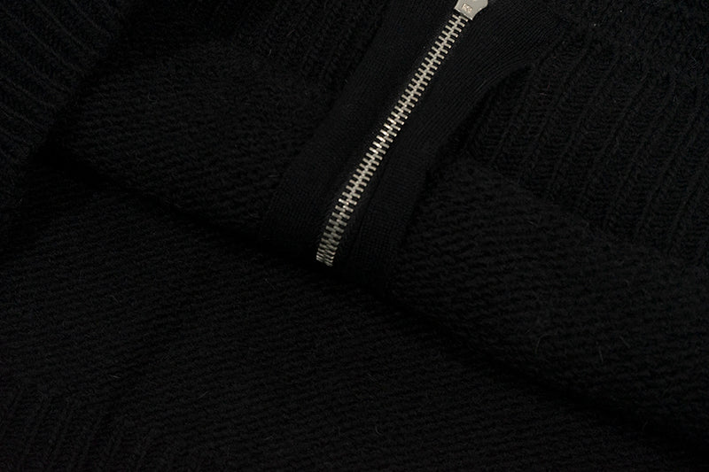 GRAF&WU Giraffe Logo Sweater Knit Zip-Up Coat - Premium Streetwear