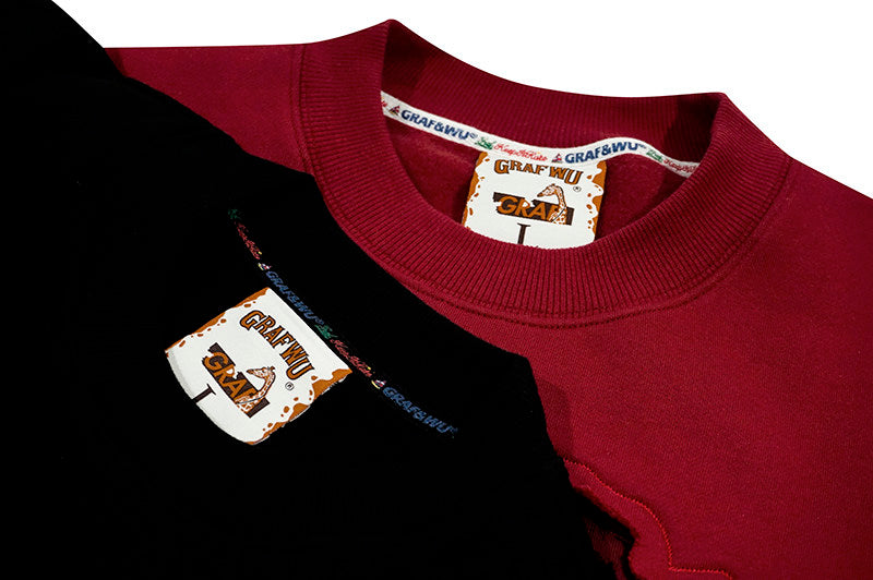 GRAF&WU Classic Erosion 2.0 3D Design Casual Fleece Crew Neck Sweatshirt