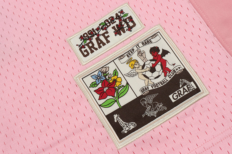 GRAF&WU T-shirt【Football Club】Floral Embroidery Short Sleeve Ice Hockey Sports Mesh Jersey Men's Breathable Cool Summer Short Sleeves
