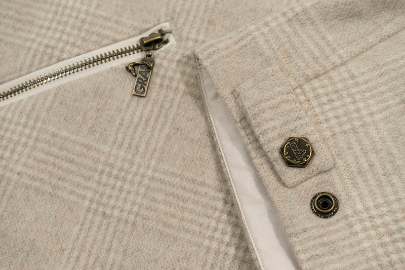 GRAF&WU Leather Collar Luxury Wool Retro Plaid Detroit Jacket