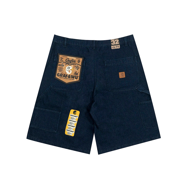 GRAF&WU Shorts Cute Ghost G Letter Logo Shorts Casual Solid Color Cargo Pants Men Women Cotton Shorts Hip-Hop Trend Pants