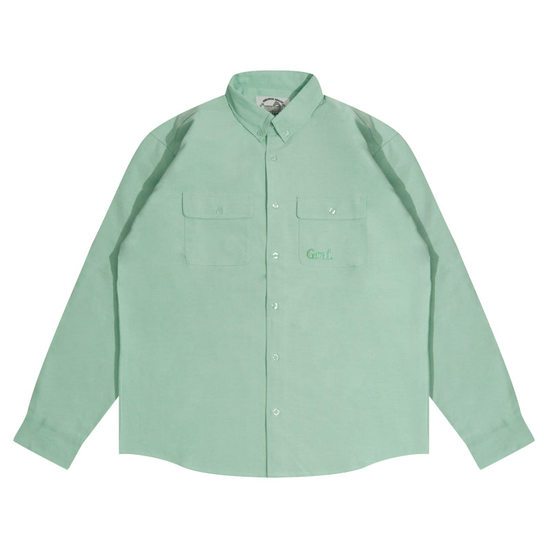 GRAFWU Brand Gradient Letter Embroidery Oxford Shirt