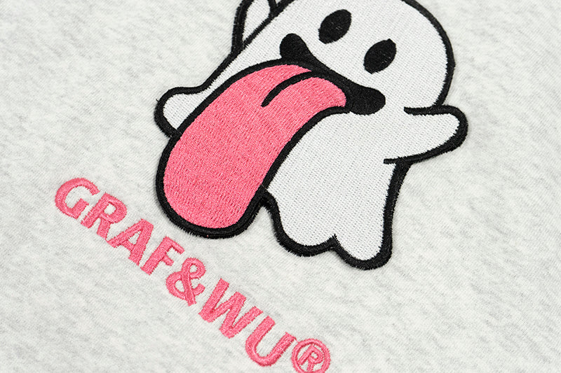 GRAF&WU Sweet Anatomy Cute Ghost Velcro Plush Pink Viscera Fleece Hoodie