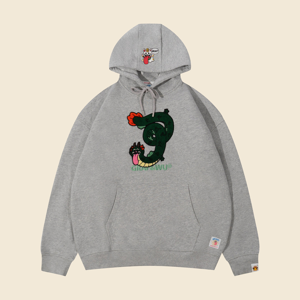 GRAF&WU Chinese Zodiac Character Loose-Fit Hoodie