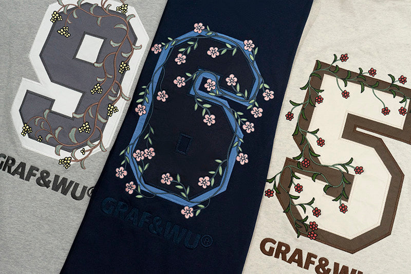 GRAF&WU Blokecore Floral Embroidery Thin Layered Look Jersey Hoodie