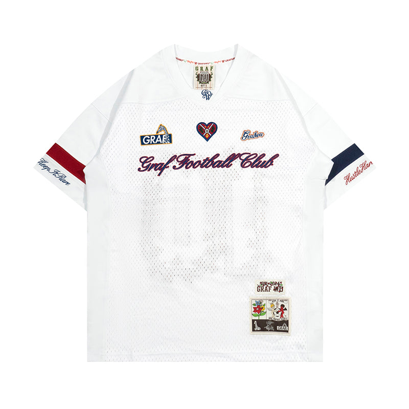 GRAF&WU Football Club Floral Embroidery Sports Mesh Jersey