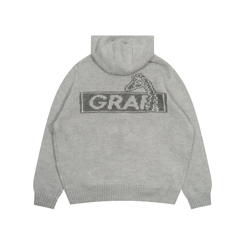 GRAF&WU Giraffe Logo Sweater Knit Zip-Up Coat - Premium Streetwear