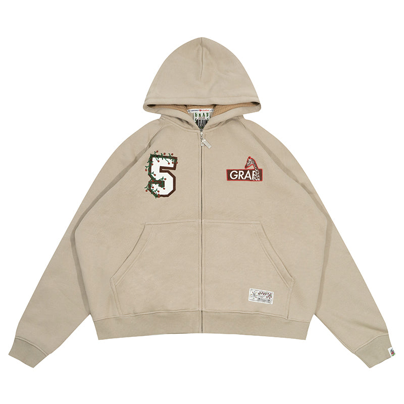 GRAF&WU Blokecore Football Club Floral Angel Fleece Zip-up Hoodie