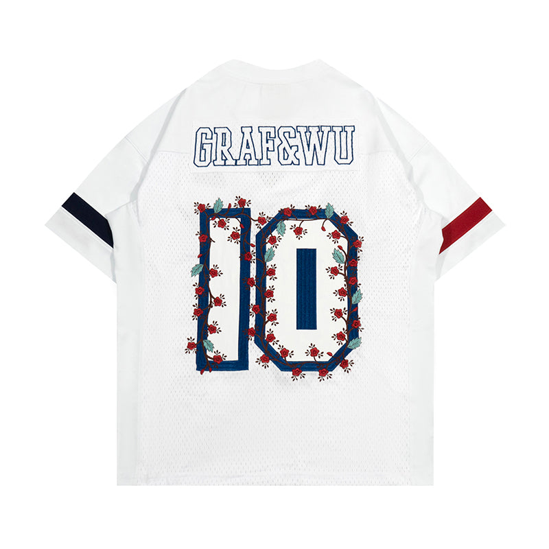 GRAF&WU Football Club Floral Embroidery Sports Mesh Jersey