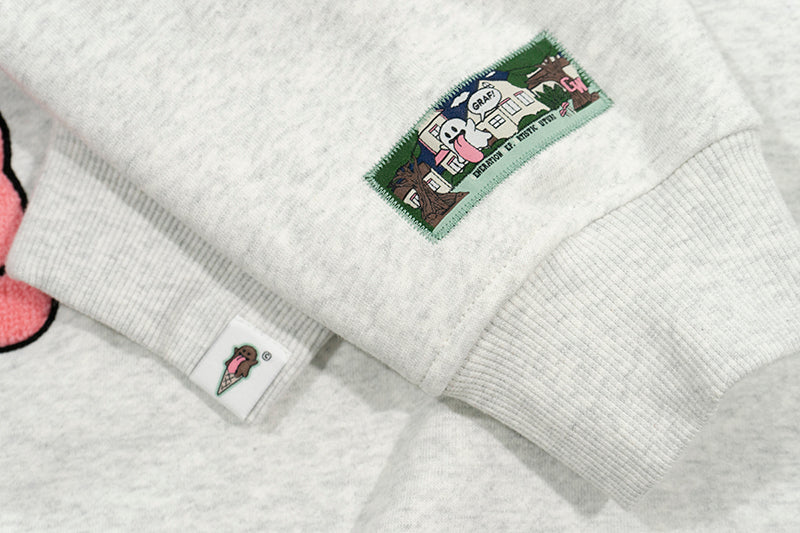 GRAF&WU Sweet Anatomy Cute Ghost Velcro Plush Pink Viscera Fleece Hoodie