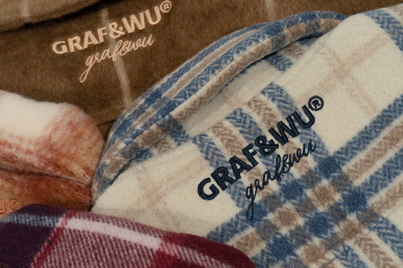 GRAF&WU Metal Deer Logo Woolen Checked Shirt Jacket