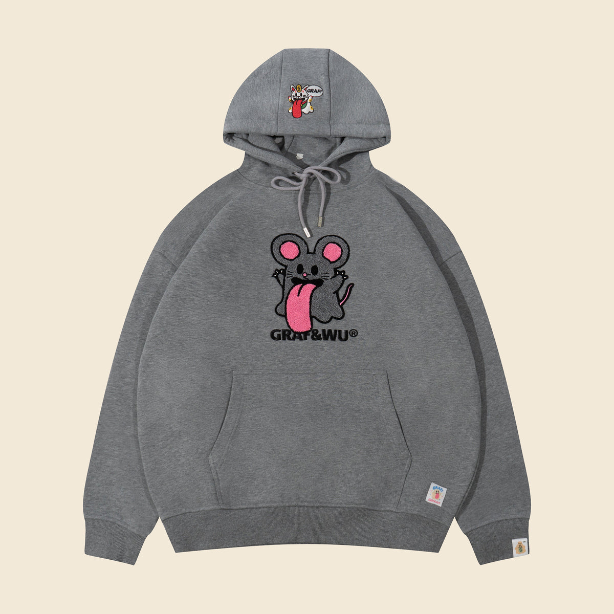 GRAF&WU Chinese Zodiac Character Loose-Fit Hoodie