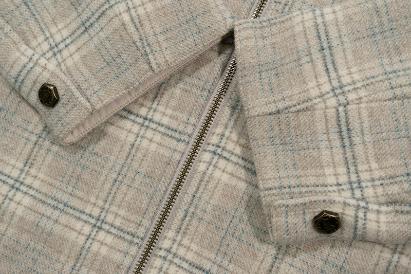 GRAF&WU Leather Collar Luxury Wool Retro Plaid Detroit Jacket