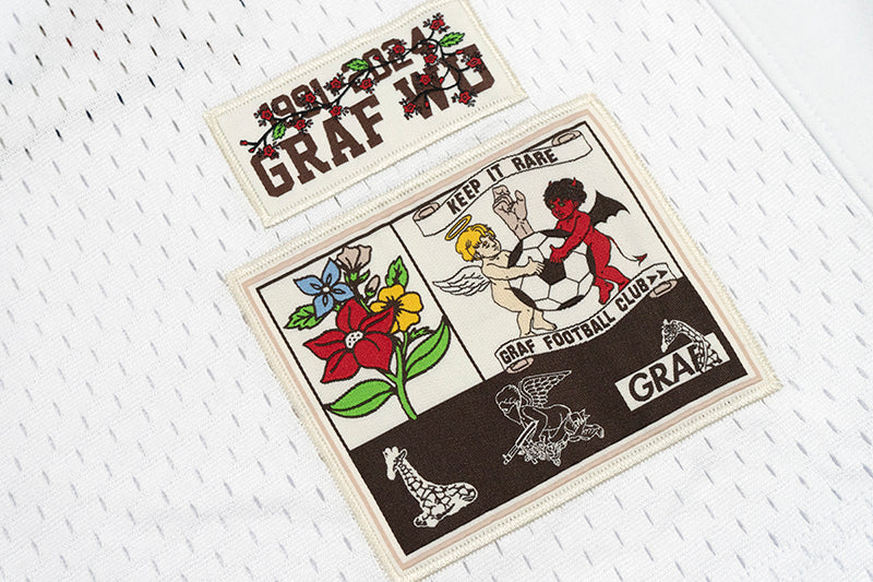 GRAF&WU T-shirt【Football Club】Floral Embroidery Short Sleeve Ice Hockey Sports Mesh Jersey Men's Breathable Cool Summer Short Sleeves