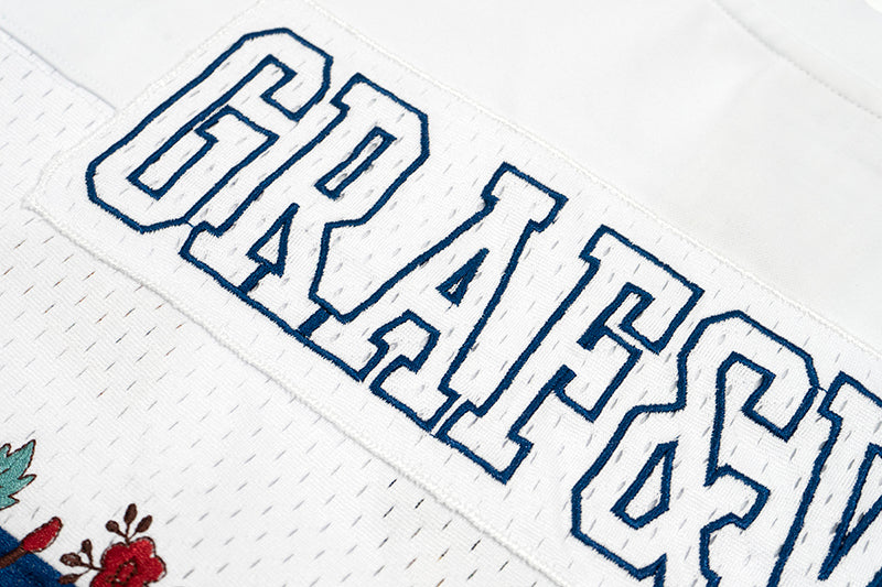 GRAF&WU T-shirt【Football Club】Floral Embroidery Short Sleeve Ice Hockey Sports Mesh Jersey Men's Breathable Cool Summer Short Sleeves