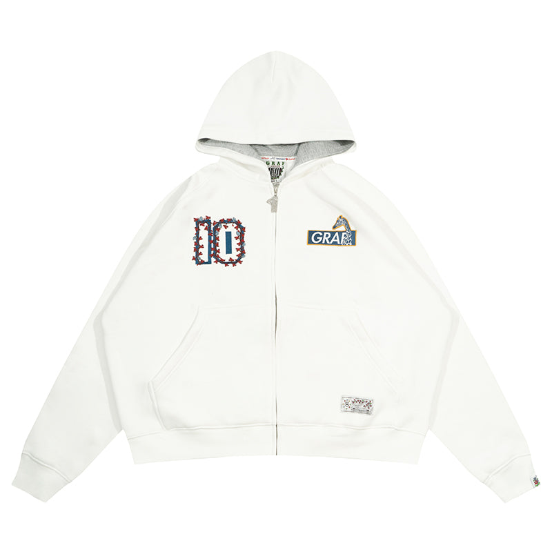 GRAF&WU Blokecore Football Club Floral Angel Fleece Zip-up Hoodie