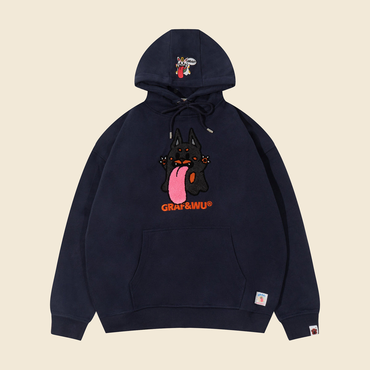 GRAF&WU Chinese Zodiac Character Loose-Fit Hoodie