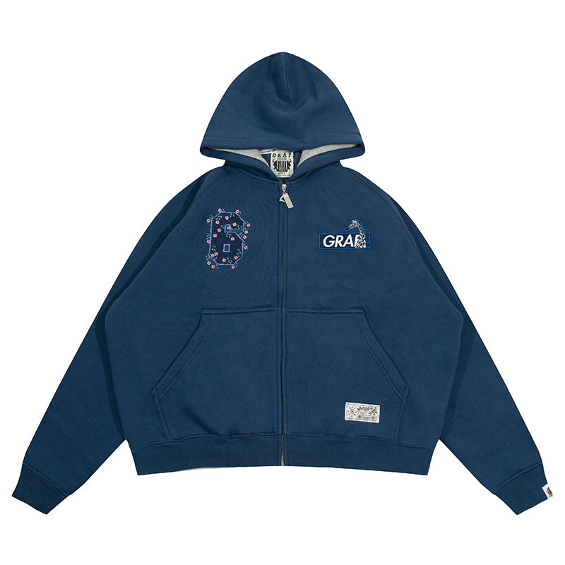 GRAF&WU Blokecore Football Club Floral Angel Fleece Zip-up Hoodie