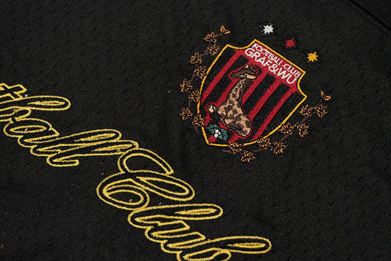 GRAF&WU T-shirt【Football Club】Floral Embroidery Short Sleeve Ice Hockey Sports Mesh Jersey Men's Breathable Cool Summer Short Sleeves