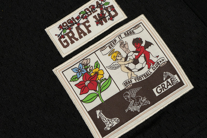 GRAF&WU T-shirt【Football Club】Floral Embroidery Short Sleeve Ice Hockey Sports Mesh Jersey Men's Breathable Cool Summer Short Sleeves