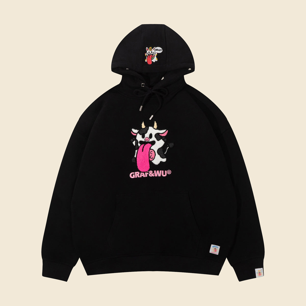 GRAF&WU Chinese Zodiac Character Loose-Fit Hoodie