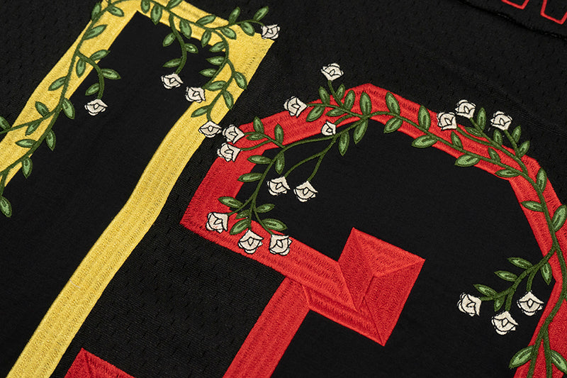 GRAF&WU T-shirt【Football Club】Floral Embroidery Short Sleeve Ice Hockey Sports Mesh Jersey Men's Breathable Cool Summer Short Sleeves