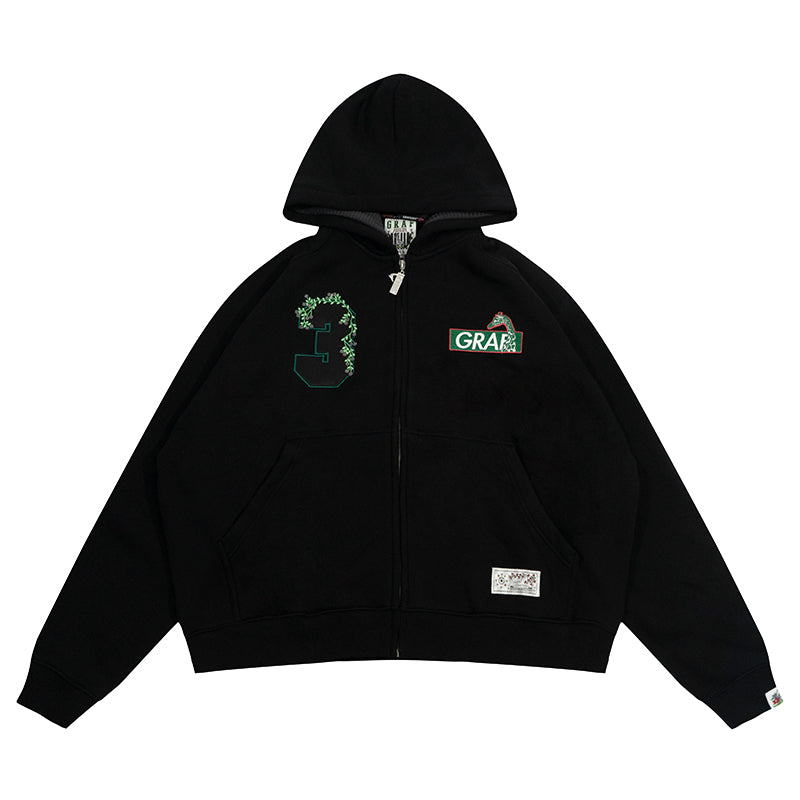 GRAF&WU Blokecore Football Club Floral Angel Fleece Zip-up Hoodie