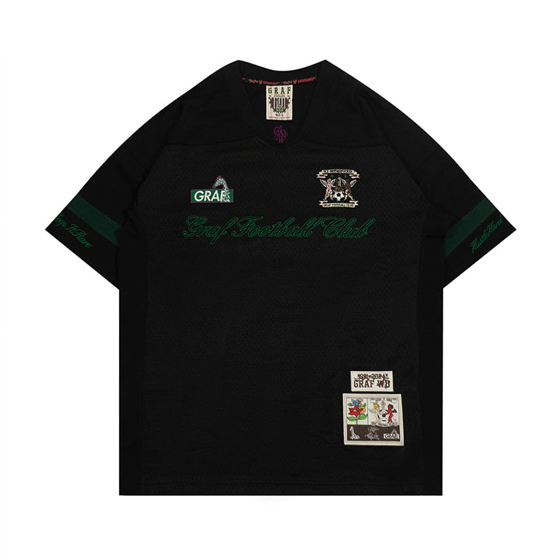 GRAF&WU Football Club Floral Embroidery Sports Mesh Jersey