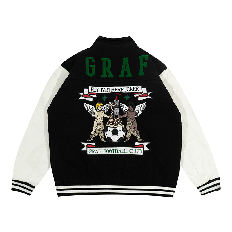 GRAF&WU Blokecore Floral Leather Sleeve Jacket
