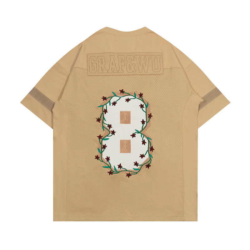 GRAF&WU Football Club Floral Embroidery Sports Mesh Jersey