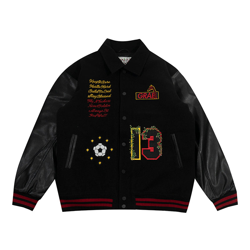 GRAF&WU Blokecore Floral Leather Sleeve Jacket