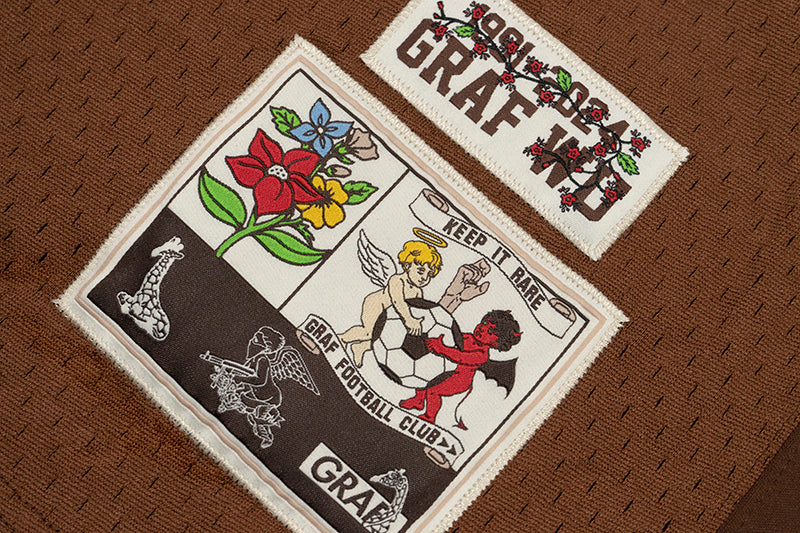 GRAF&WU T-shirt【Football Club】Floral Embroidery Short Sleeve Ice Hockey Sports Mesh Jersey Men's Breathable Cool Summer Short Sleeves