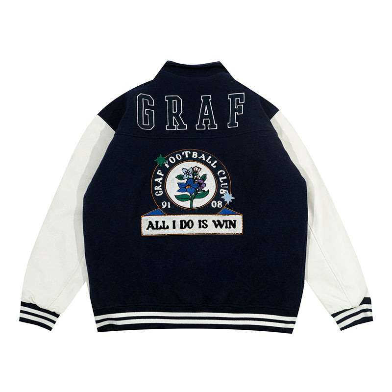 GRAF&WU Blokecore Floral Leather Sleeve Jacket