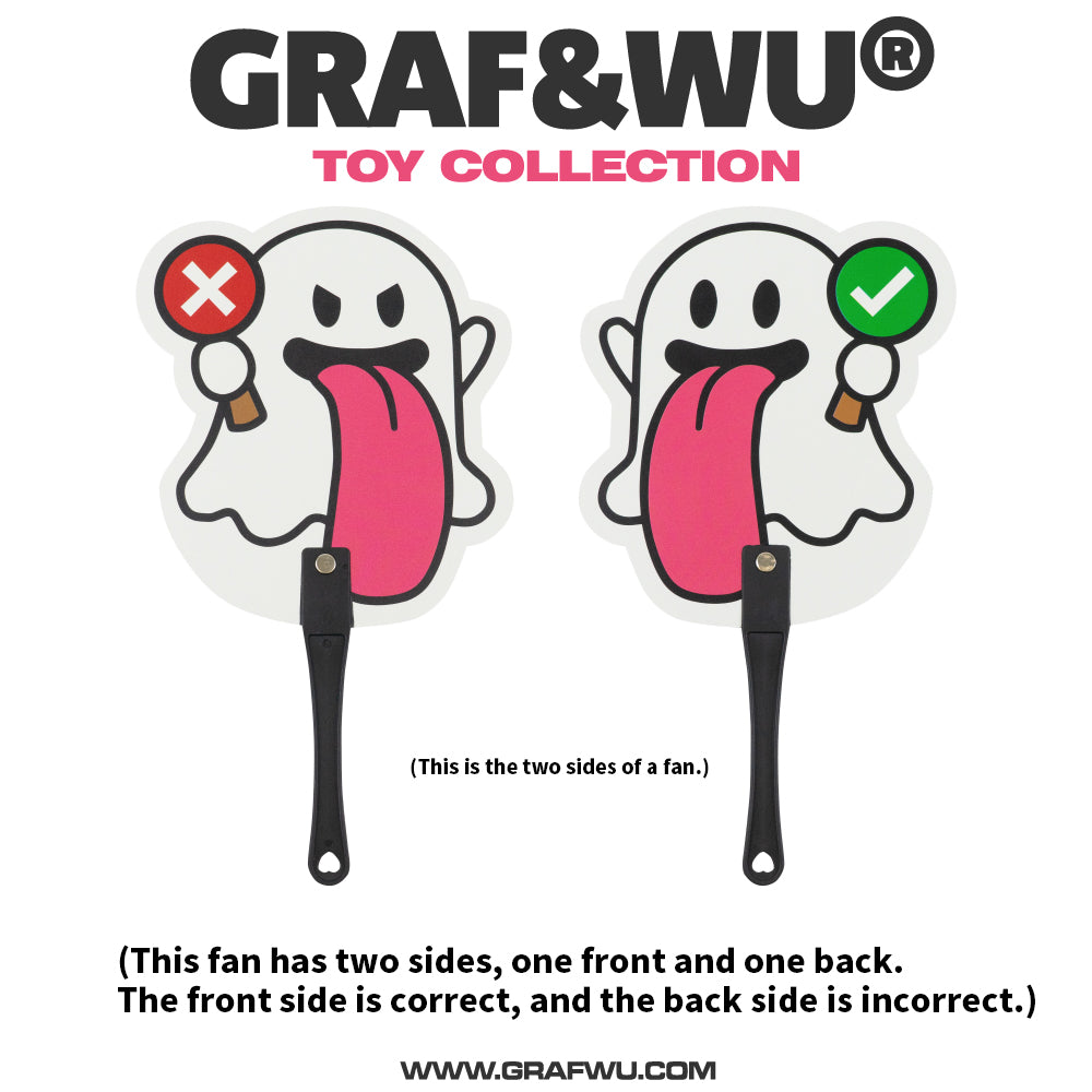 GRAF&WU Cute Ghost Yes No Uchiwa Hand Fan Concert Photo Prop