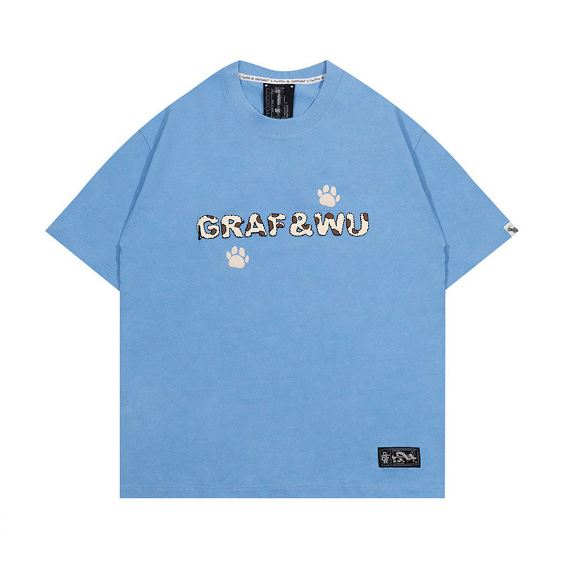 GRAF&WU Dog Walk Paw Print T-shirt