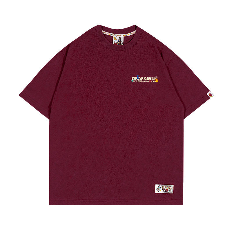 GRAF&WU Brand Letter Print Fashion 100% Cotton T-shirt